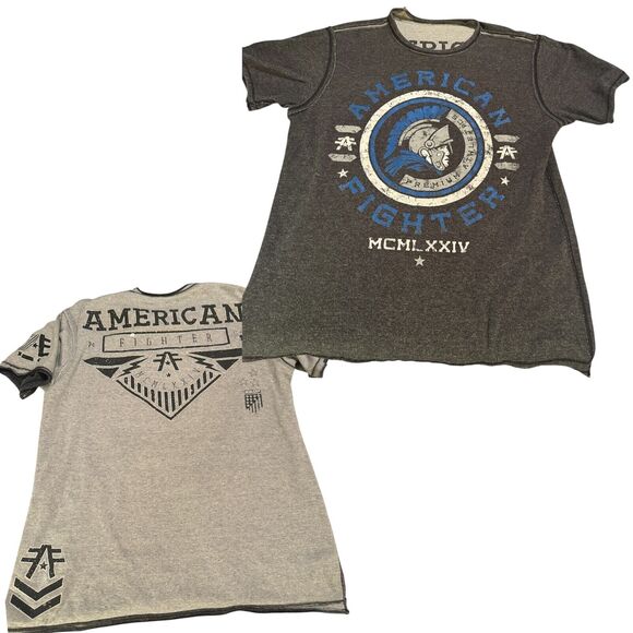 American Fighter Men's XXL T-Shirt MMA UFC Y2K Reversible tee Gray - Picture 1 of 9